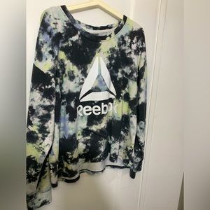 SALE Reebok Tie Dye pattern Long Sleeve Logo graphic Tee Shirt tshirt Size Large
